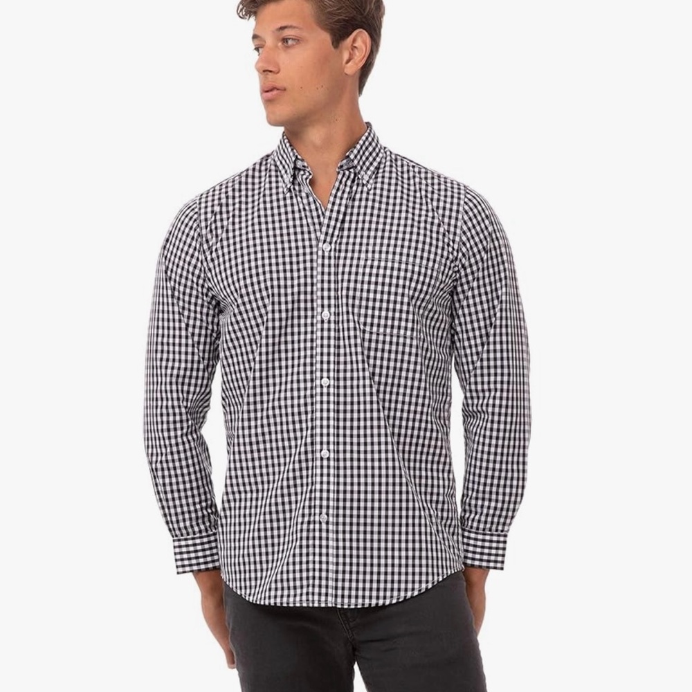 Black and White Gingham Casual Button Down Shirt